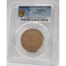 AUSTRALIA 1956 . ONE 1 PENNY . PROOF . PCGS PR63